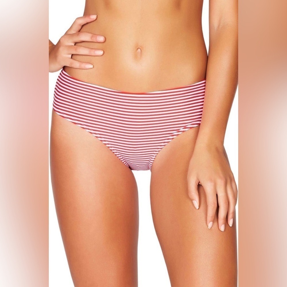 Nordstrom Red and White Striped Bikini Bottoms